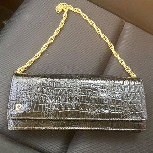 PIERRE CARDIN Gorgeous RARE vintage Black shiny alligator purse Great condition